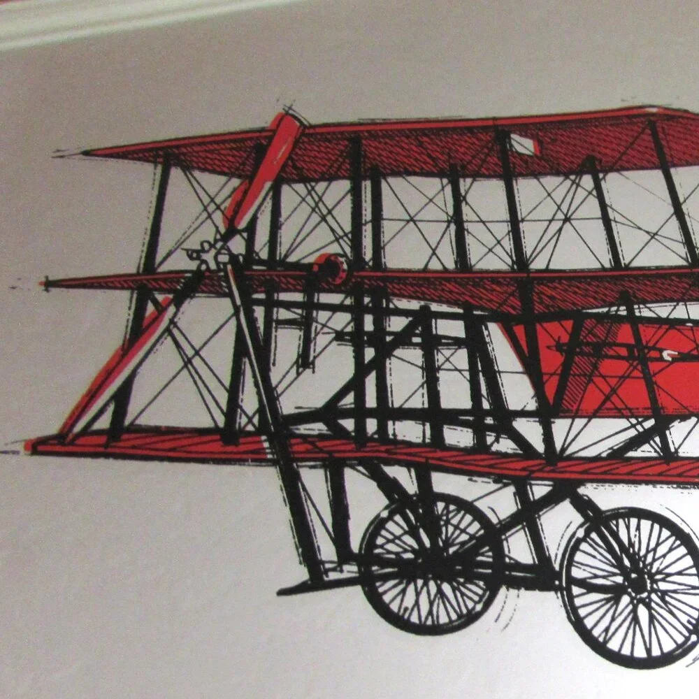 Bundle of 2 Vintage HOYNE MIRROR SCENES of Antique Airplanes Unframed 12 X 12